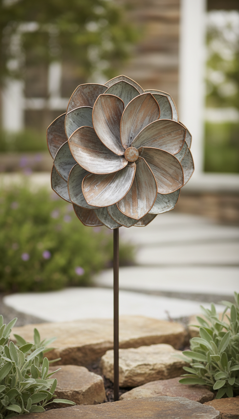 Bronzed Earth Lotus Wind Spinner