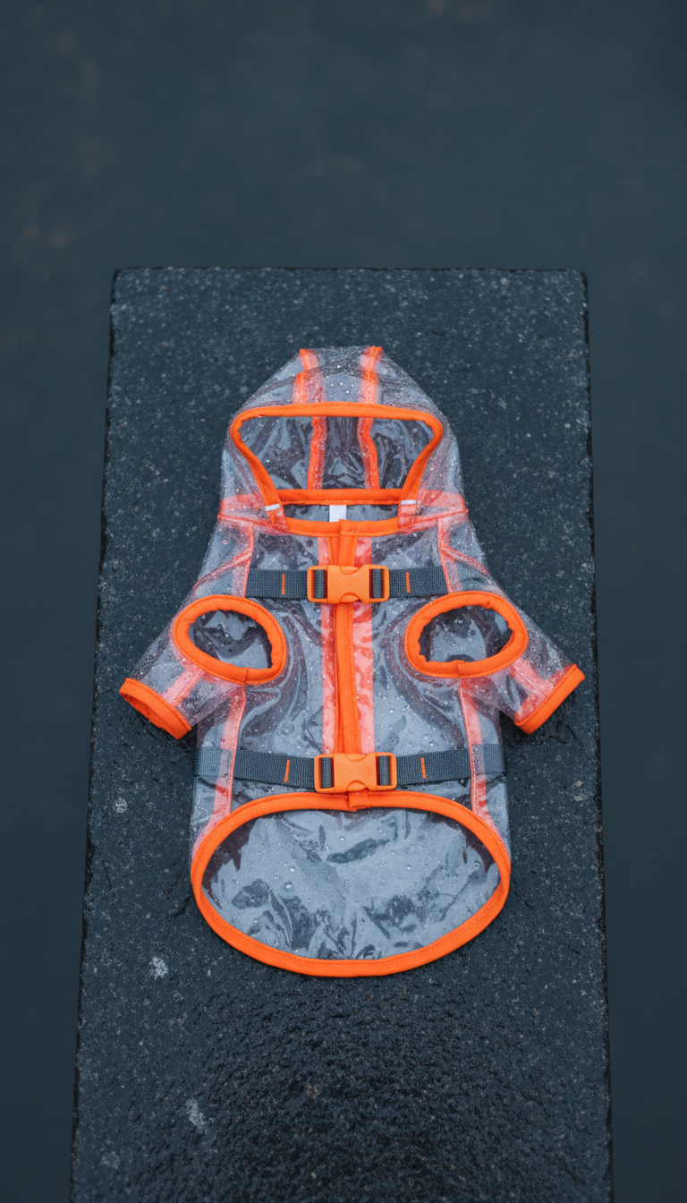 Waterproof Pet Raincoat with Fiery Orange Accents