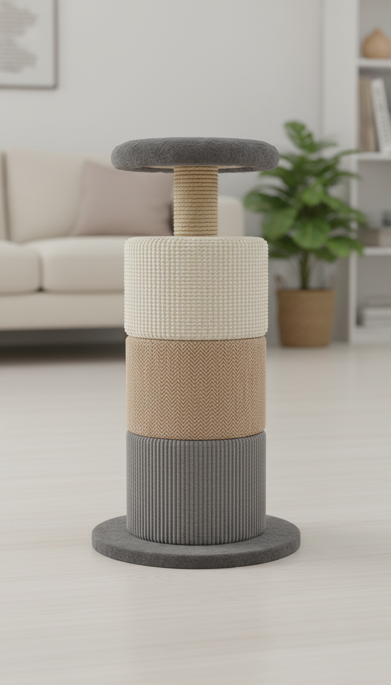 Textured Fabric Scratching Post Tower