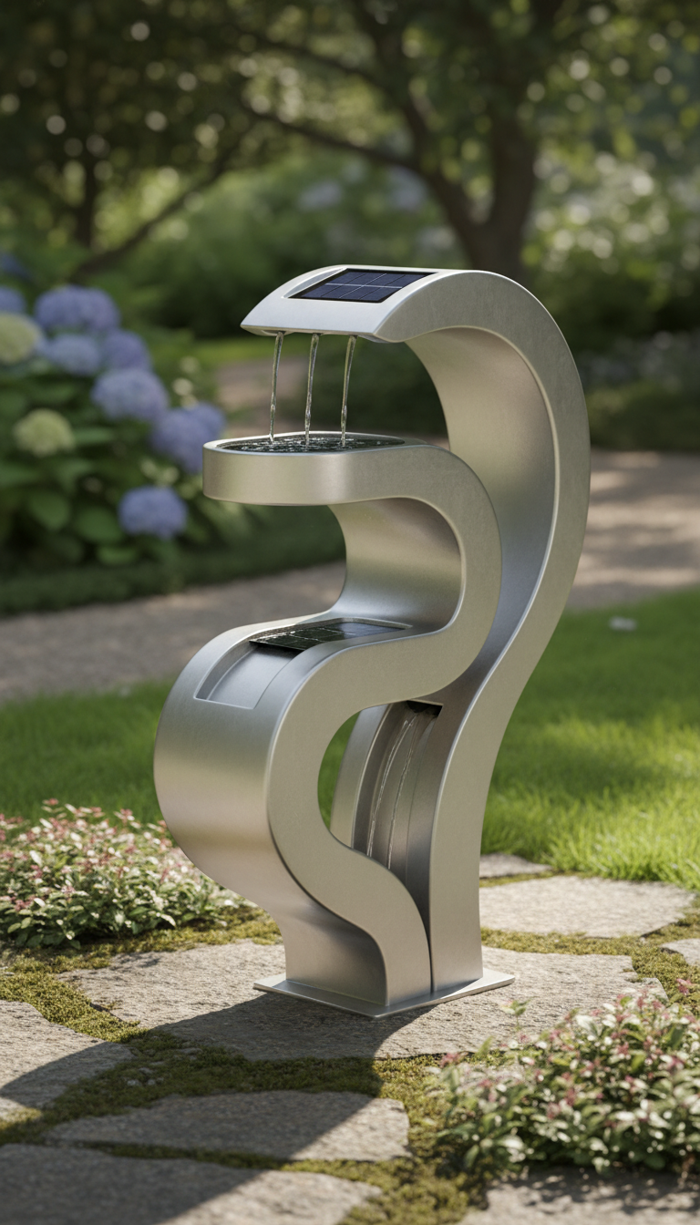 Solar Powered Stainless Steel Fountain
