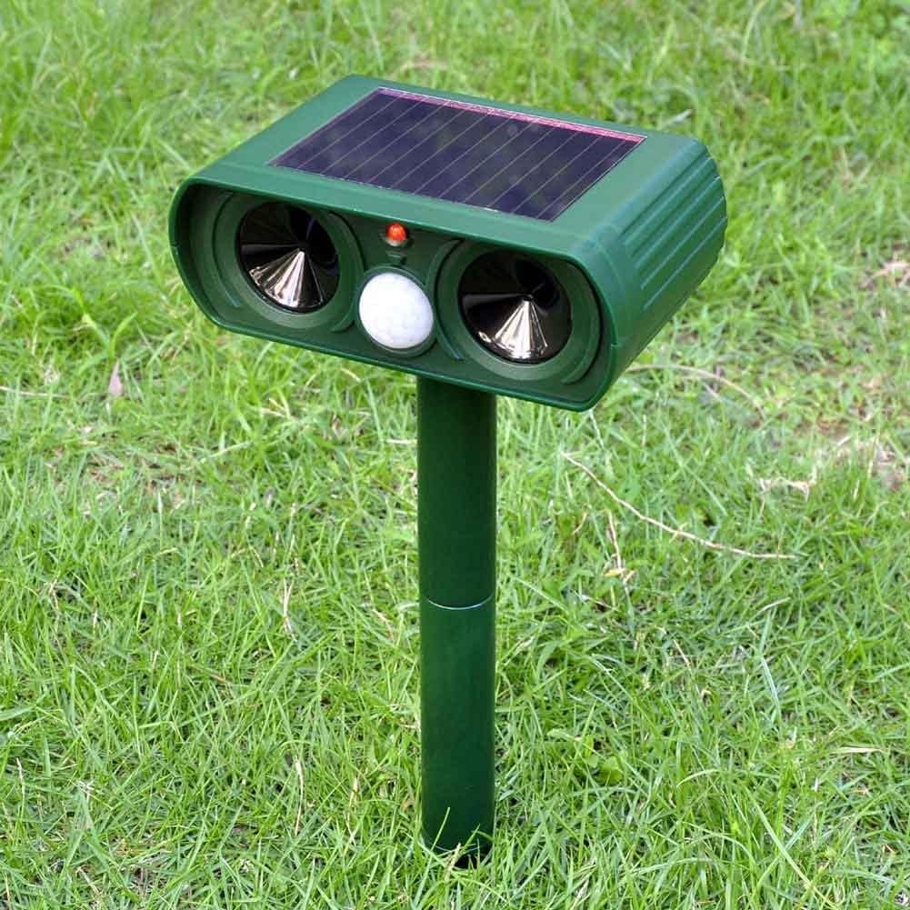 Solar Ultrasonic Animal Repellent - Portable, 26 ft Range