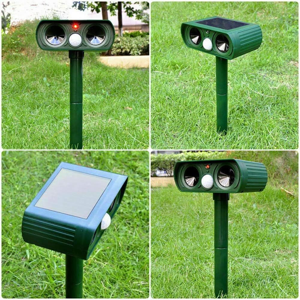 Solar Ultrasonic Animal Repellent - Portable, 26 ft Range