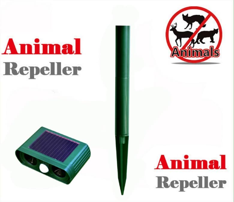 Solar Ultrasonic Animal Repellent - Portable, 26 ft Range