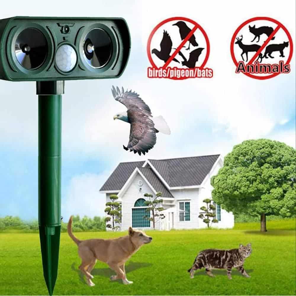 Solar Ultrasonic Animal Repellent - Portable, 26 ft Range