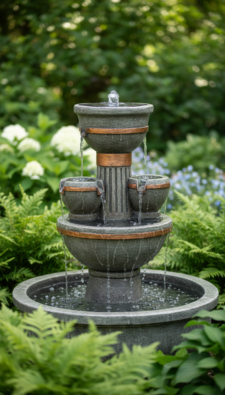 Solar-Powered Garden Fountain II
