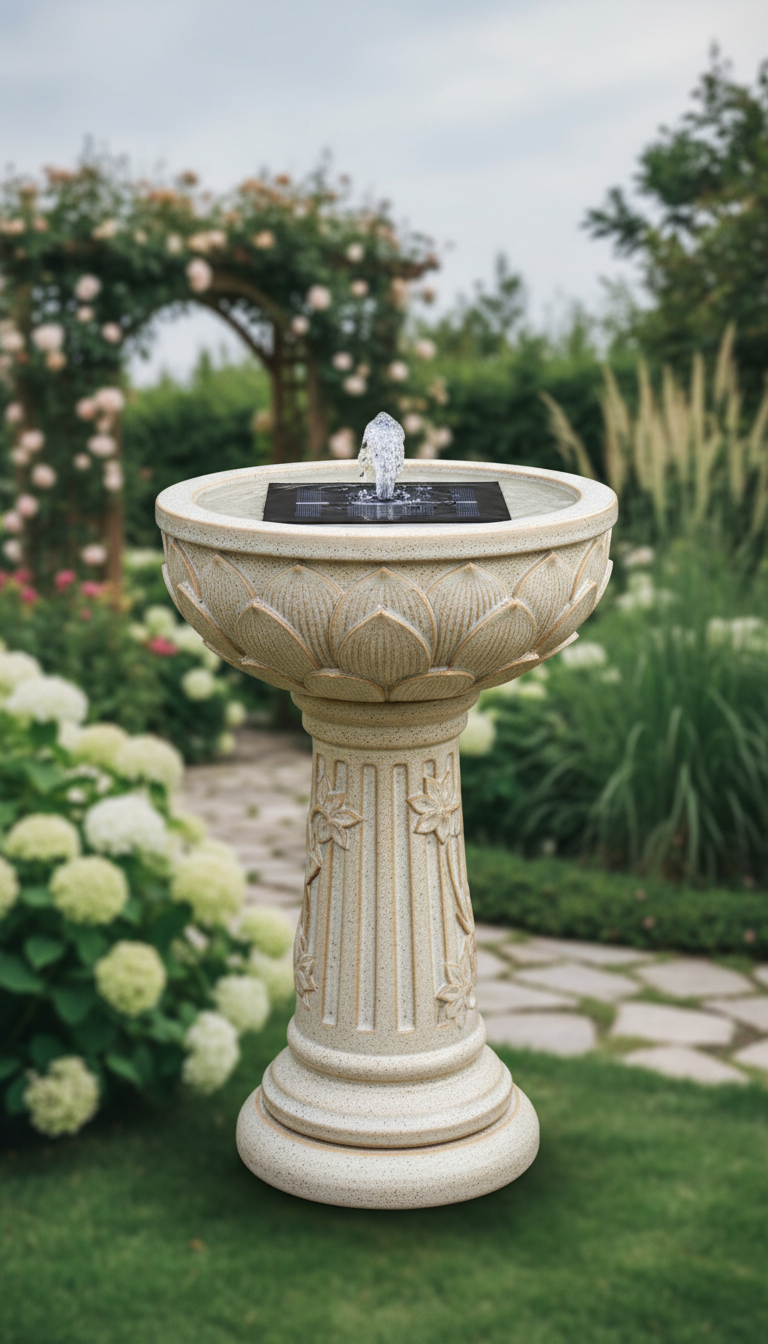 Ceramic Solar Birdbath