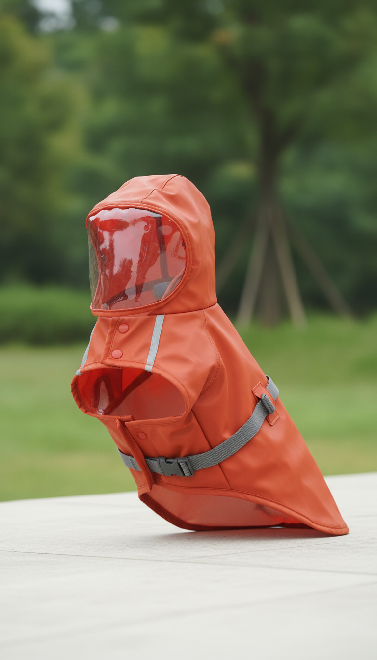 Orange Red Pet Raincoat for Medium Pets