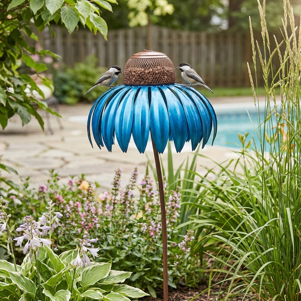 Coneflower Bird Feeder - lifestyle