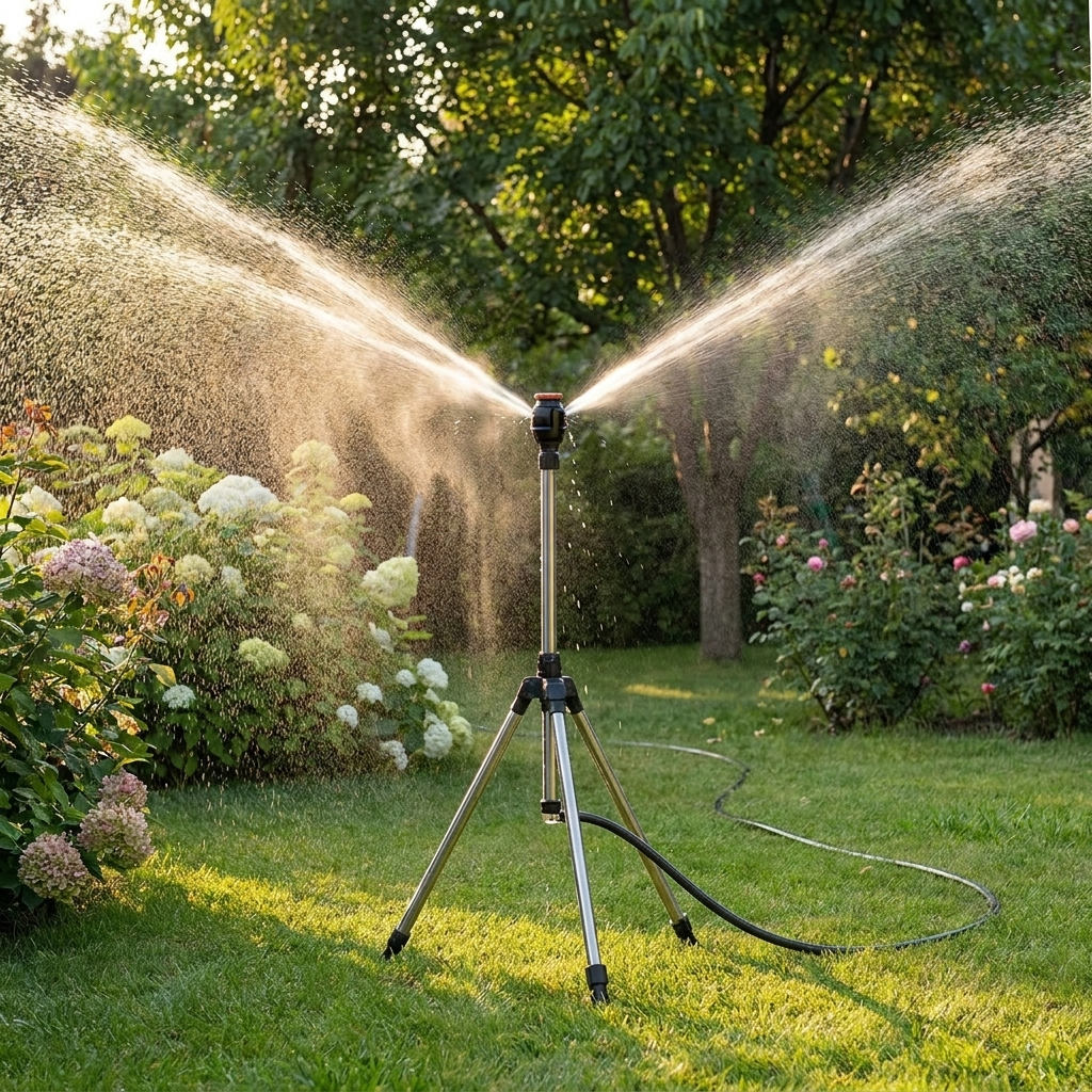 High-Pressure Rotating Tripod Sprinkler - lifestyle