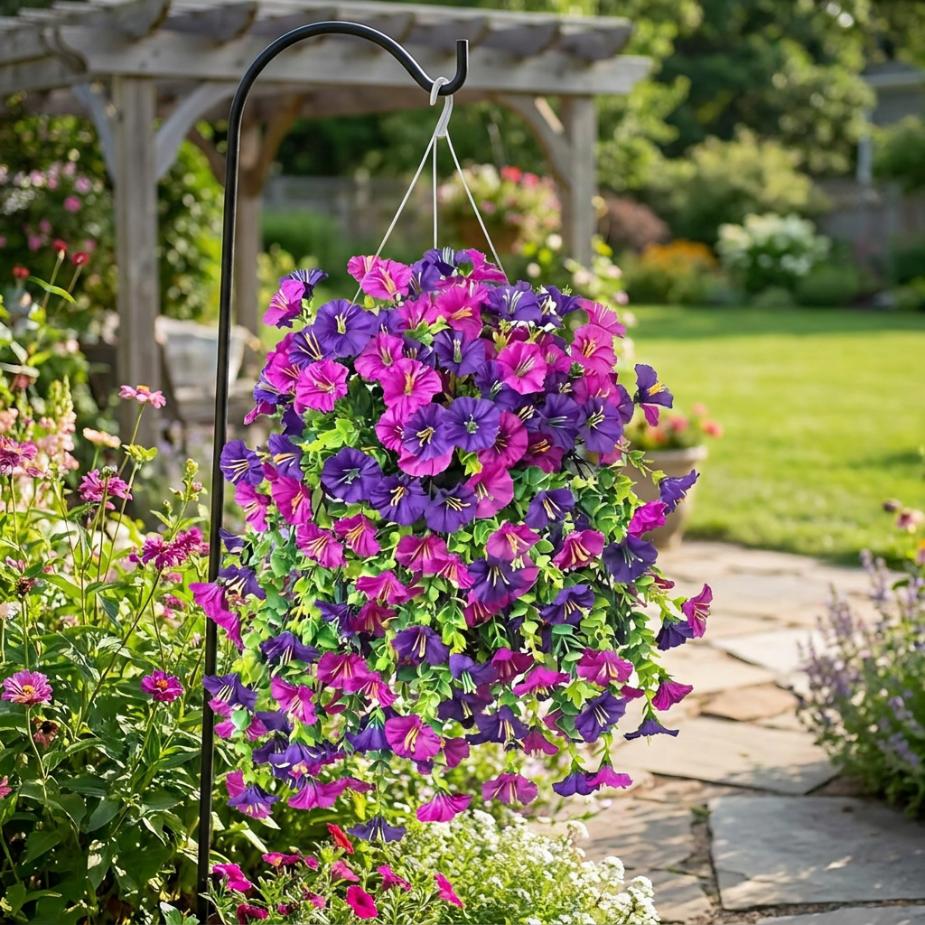 UV Resistant Artificial Morning Glory Flower Hanging Decor - lifestyle