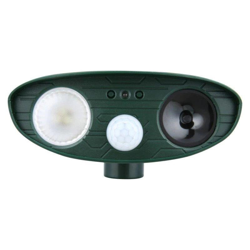 Solar Ultrasonic Animal Repellent - Stake Mount, 30 ft Range